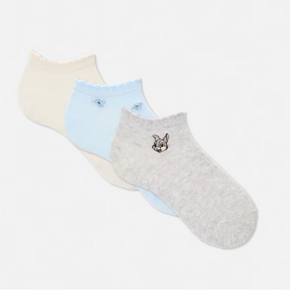 NWT. 3pk Disney’s Bmabi trainer Socks. Size 4-7
A three-pack of trainer socks